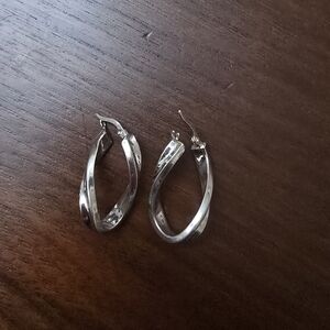 14k White Gold Twist Hoop Earrings